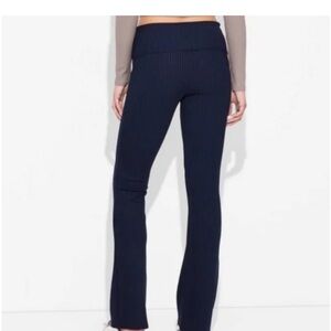 Women's Navy Ribbed Pants